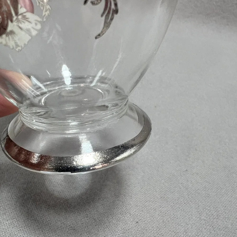 Silver City Poppy‎ Flanders Clear Glass Silver Overlay Vintage Creamer Sugar Set